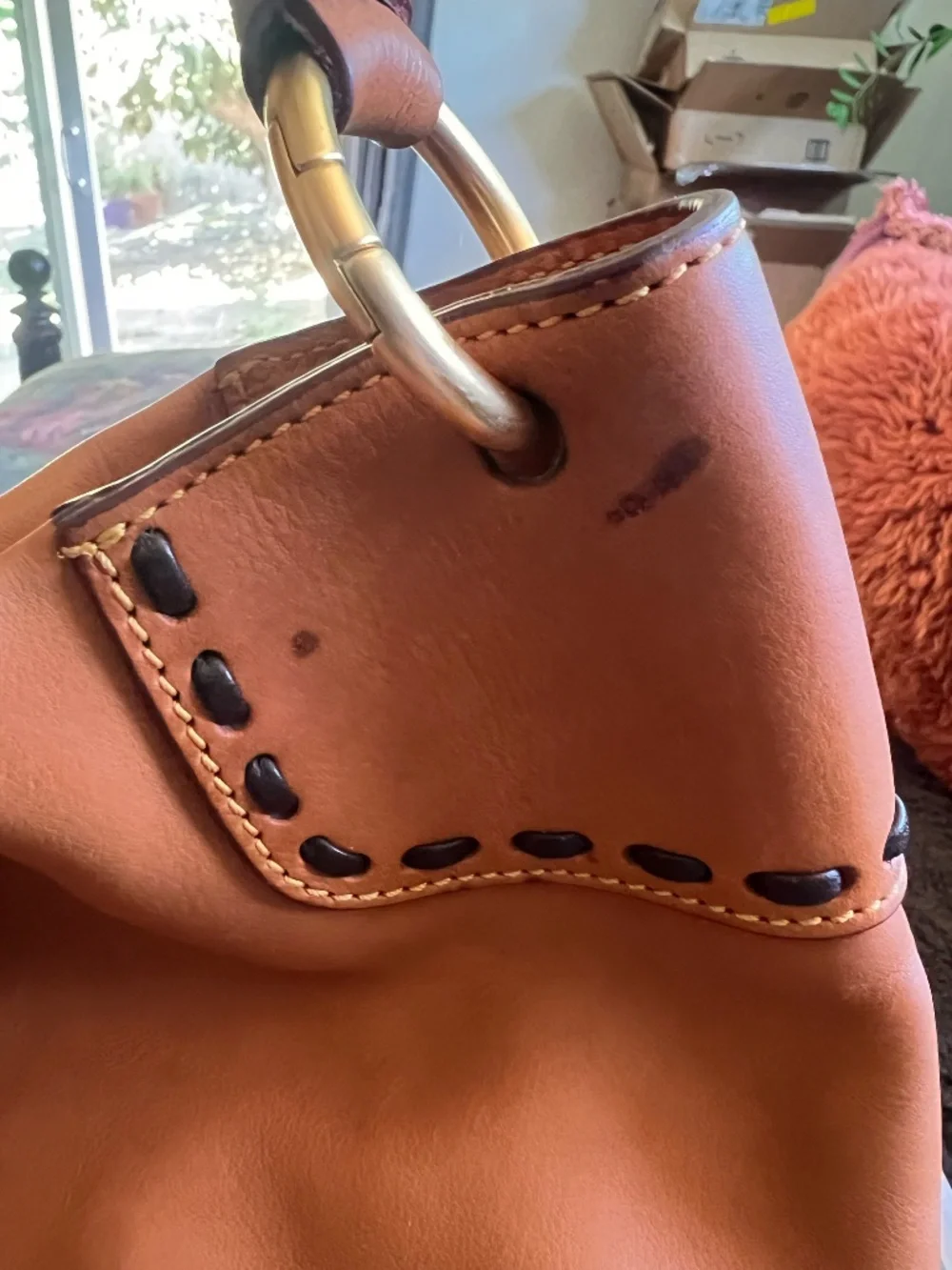 Dooney & Bourke Florentine Large Toggle Sac Hobo bag w/whipstitch details